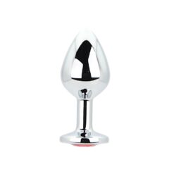 Toosh Silver Metal Butt Plug Medium Red Stone