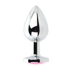 Toosh Silver Metal Butt Plug Large Pink Stone
