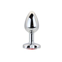 Toosh Heart Shaped Silver Butt Plug with Red Stone Small